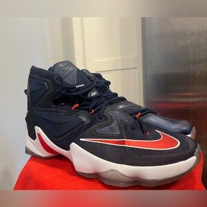 Nike LeBron 13 Shoes Mens 12 US Blue Red 807219-461 Mid Top Sneakers Vintage